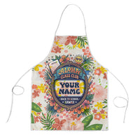 Personalized Hawaii School Club Back To Class Apron Retro Tropical Hibiscus Pattern With Open Notebook TS04 White Orange - Polynesian Pride