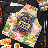 Personalized Hawaii School Club Back To Class Apron Retro Tropical Hibiscus Pattern With Open Notebook TS04 White Orange - Polynesian Pride