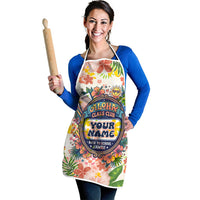 Personalized Hawaii School Club Back To Class Apron Retro Tropical Hibiscus Pattern With Open Notebook TS04 - Polynesian Pride