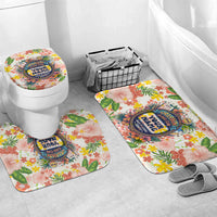 Personalized Hawaii School Club Back To Class Bathroom Set Retro Tropical Hibiscus Pattern With Open Notebook TS04 Mat Set Only (3 pcs) One Size White Orange - Polynesian Pride