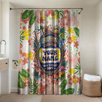 Personalized Hawaii School Club Back To Class Bathroom Set Retro Tropical Hibiscus Pattern With Open Notebook TS04 Shower Curtain Only White Orange - Polynesian Pride