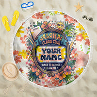Personalized Hawaii School Club Back To Class Beach Blanket Retro Tropical Hibiscus Pattern With Open Notebook TS04 One Size 150cm White Orange - Polynesian Pride
