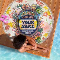 Personalized Hawaii School Club Back To Class Beach Blanket Retro Tropical Hibiscus Pattern With Open Notebook TS04 - Polynesian Pride