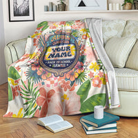 Personalized Hawaii School Club Back To Class Blanket Retro Tropical Hibiscus Pattern With Open Notebook TS04 White Orange - Polynesian Pride