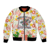 Personalized Hawaii School Club Back To Class Bomber Jacket Retro Tropical Hibiscus Pattern With Open Notebook TS04 Unisex White Orange - Polynesian Pride