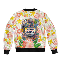 Personalized Hawaii School Club Back To Class Bomber Jacket Retro Tropical Hibiscus Pattern With Open Notebook TS04 - Polynesian Pride