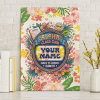 Personalized Hawaii School Club Back To Class Canvas Wall Art Retro Tropical Hibiscus Pattern With Open Notebook TS04 Without Frame White Orange - Polynesian Pride