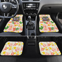 Personalized Hawaii School Club Back To Class Car Mats Retro Tropical Hibiscus Pattern With Open Notebook TS04 Set 4pcs White Orange - Polynesian Pride