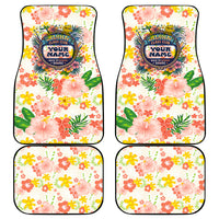 Personalized Hawaii School Club Back To Class Car Mats Retro Tropical Hibiscus Pattern With Open Notebook TS04 - Polynesian Pride