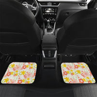 Personalized Hawaii School Club Back To Class Car Mats Retro Tropical Hibiscus Pattern With Open Notebook TS04 Set 2pcs - Back White Orange - Polynesian Pride
