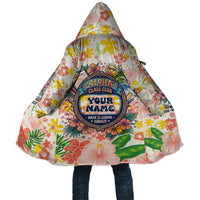 Personalized Hawaii School Club Back To Class Cloak Retro Tropical Hibiscus Pattern With Open Notebook TS04 Unisex White Orange - Polynesian Pride