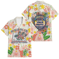 Personalized Hawaii School Club Back To Class Family Matching Puletasi and Hawaiian Shirt Retro Tropical Hibiscus Pattern With Open Notebook TS04 Dad's Shirt - Short Sleeve White Orange - Polynesian Pride