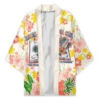 Personalized Hawaii School Club Back To Class Kimono Retro Tropical Hibiscus Pattern With Open Notebook TS04 Unisex White Orange - Polynesian Pride