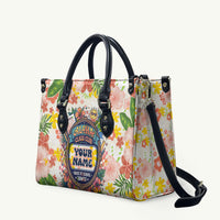 Personalized Hawaii School Club Back To Class Leather Bag Retro Tropical Hibiscus Pattern With Open Notebook TS04 White Orange - Polynesian Pride