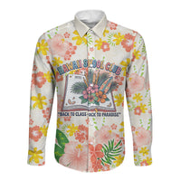 Personalized Hawaii School Club Back To Class Long Sleeve Button Shirt Retro Tropical Hibiscus Pattern With Open Notebook TS04 Unisex White Orange - Polynesian Pride