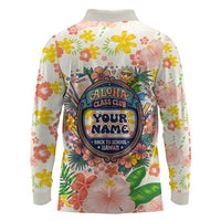 Personalized Hawaii School Club Back To Class Long Sleeve Polo Shirt Retro Tropical Hibiscus Pattern With Open Notebook TS04 - Polynesian Pride
