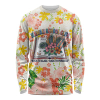 Personalized Hawaii School Club Back To Class Long Sleeve Shirt Retro Tropical Hibiscus Pattern With Open Notebook TS04 Unisex White Orange - Polynesian Pride
