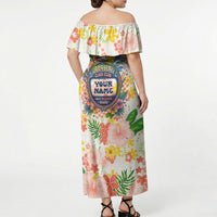 Personalized Hawaii School Club Back To Class Off Shoulder Maxi Dress Retro Tropical Hibiscus Pattern With Open Notebook TS04 - Polynesian Pride