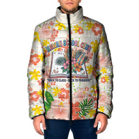 Personalized Hawaii School Club Back To Class Padded Jacket Retro Tropical Hibiscus Pattern With Open Notebook TS04 Men White Orange - Polynesian Pride