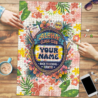 Personalized Hawaii School Club Back To Class Puzzle Retro Tropical Hibiscus Pattern With Open Notebook TS04 White Orange - Polynesian Pride