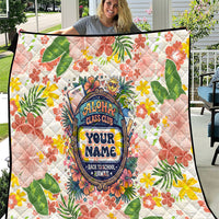 Personalized Hawaii School Club Back To Class Quilt Retro Tropical Hibiscus Pattern With Open Notebook TS04 White Orange - Polynesian Pride