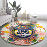 Personalized Hawaii School Club Back To Class Round Carpet Retro Tropical Hibiscus Pattern With Open Notebook TS04 - Polynesian Pride