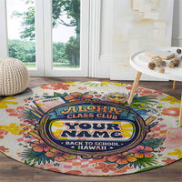Personalized Hawaii School Club Back To Class Round Carpet Retro Tropical Hibiscus Pattern With Open Notebook TS04 - Polynesian Pride