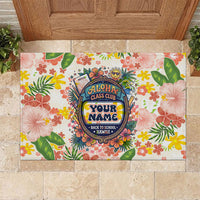 Personalized Hawaii School Club Back To Class Rubber Doormat Retro Tropical Hibiscus Pattern With Open Notebook TS04 White Orange - Polynesian Pride