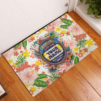 Personalized Hawaii School Club Back To Class Rubber Doormat Retro Tropical Hibiscus Pattern With Open Notebook TS04 - Polynesian Pride