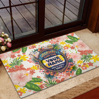 Personalized Hawaii School Club Back To Class Rubber Doormat Retro Tropical Hibiscus Pattern With Open Notebook TS04 - Polynesian Pride