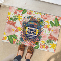Personalized Hawaii School Club Back To Class Rubber Doormat Retro Tropical Hibiscus Pattern With Open Notebook TS04 - Polynesian Pride