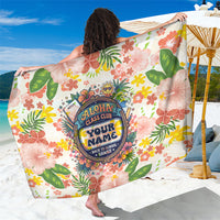 Personalized Hawaii School Club Back To Class Sarong Retro Tropical Hibiscus Pattern With Open Notebook TS04 One Size 44 x 66 inches White Orange - Polynesian Pride
