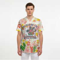 Personalized Hawaii School Club Back To Class Scrub Top Retro Tropical Hibiscus Pattern With Open Notebook TS04 - Polynesian Pride