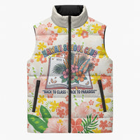 Personalized Hawaii School Club Back To Class Sleeveless Puffer Jacket Retro Tropical Hibiscus Pattern With Open Notebook TS04 Unisex White Orange - Polynesian Pride