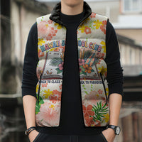 Personalized Hawaii School Club Back To Class Sleeveless Puffer Jacket Retro Tropical Hibiscus Pattern With Open Notebook TS04 - Polynesian Pride