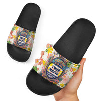 Personalized Hawaii School Club Back To Class Slide Sandals Retro Tropical Hibiscus Pattern With Open Notebook TS04 - Polynesian Pride