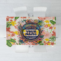 Personalized Hawaii School Club Back To Class Tablecloth Retro Tropical Hibiscus Pattern With Open Notebook TS04 White Orange - Polynesian Pride