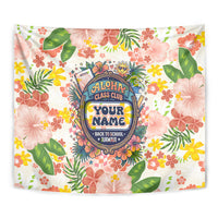 Personalized Hawaii School Club Back To Class Tapestry Retro Tropical Hibiscus Pattern With Open Notebook TS04 - Polynesian Pride