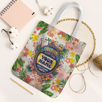 Personalized Hawaii School Club Back To Class Tote Bag Retro Tropical Hibiscus Pattern With Open Notebook TS04 White Strap One Size White Orange - Polynesian Pride
