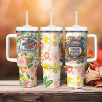 Personalized Hawaii School Club Back To Class Tumbler With Handle Retro Tropical Hibiscus Pattern With Open Notebook TS04 - Polynesian Pride