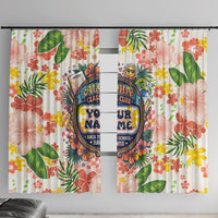 Personalized Hawaii School Club Back To Class Window Curtain Retro Tropical Hibiscus Pattern With Open Notebook TS04 With Hooks White Orange - Polynesian Pride
