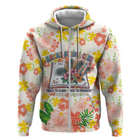 Personalized Hawaii School Club Back To Class Zip Hoodie Retro Tropical Hibiscus Pattern With Open Notebook TS04 Zip Hoodie White Orange - Polynesian Pride