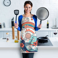 Personalized Hawaii Back To School Apron Retro Rainbow Sun with Tropical Hibiscus Flowers TS04 - Polynesian Pride