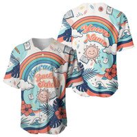 Personalized Hawaii Back To School Baseball Jersey Retro Rainbow Sun with Tropical Hibiscus Flowers TS04 - Polynesian Pride