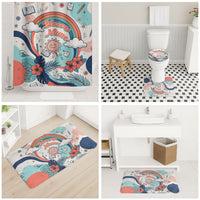 Personalized Hawaii Back To School Bathroom Set Retro Rainbow Sun with Tropical Hibiscus Flowers TS04 - Polynesian Pride