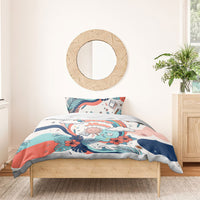 Personalized Hawaii Back To School Bedding Set Retro Rainbow Sun with Tropical Hibiscus Flowers TS04 - Polynesian Pride