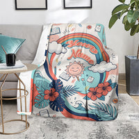 Personalized Hawaii Back To School Blanket Retro Rainbow Sun with Tropical Hibiscus Flowers TS04 - Polynesian Pride