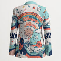 Personalized Hawaii Back To School Blazer Retro Rainbow Sun with Tropical Hibiscus Flowers TS04 - Polynesian Pride