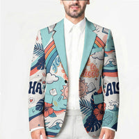 Personalized Hawaii Back To School Blazer Retro Rainbow Sun with Tropical Hibiscus Flowers TS04 - Polynesian Pride