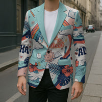 Personalized Hawaii Back To School Blazer Retro Rainbow Sun with Tropical Hibiscus Flowers TS04 - Polynesian Pride